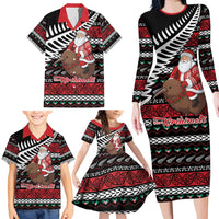 New Zealand Kiwi Santa Christmas Family Matching Long Sleeve Bodycon Dress and Hawaiian Shirt He Wairua Kirihimete - Polynesian Pride