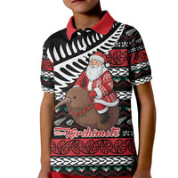New Zealand Kiwi Santa Christmas Kid Polo Shirt He Wairua Kirihimete - Polynesian Pride