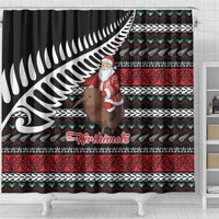 New Zealand Kiwi Santa Christmas Shower Curtain He Wairua Kirihimete - Polynesian Pride