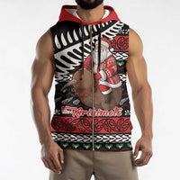 New Zealand Kiwi Santa Christmas Sleeveless Zip Hoodie He Wairua Kirihimete - Polynesian Pride