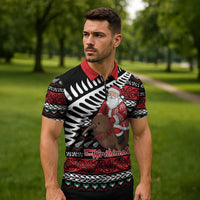 New Zealand Kiwi Santa Christmas Zipper Polo Shirt He Wairua Kirihimete - Polynesian Pride
