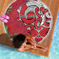 Personalised New Zealand Koru Pohutukawa Beach Blanket Meri Kirihimete Aroha for Christmas - Polynesian Pride