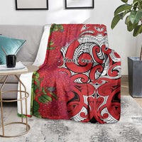 Personalised New Zealand Koru Pohutukawa Blanket Meri Kirihimete Aroha for Christmas - Polynesian Pride
