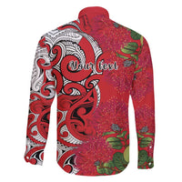 Personalised New Zealand Koru Pohutukawa Family Matching Off Shoulder Maxi Dress and Hawaiian Shirt Meri Kirihimete Aroha for Christmas - Polynesian Pride