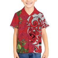 Personalised New Zealand Koru Pohutukawa Family Matching Off Shoulder Maxi Dress and Hawaiian Shirt Meri Kirihimete Aroha for Christmas - Polynesian Pride