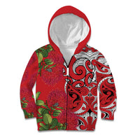 Personalised New Zealand Koru Pohutukawa Kid Hoodie Meri Kirihimete Aroha for Christmas - Polynesian Pride