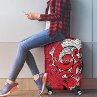 Personalised New Zealand Koru Pohutukawa Luggage Cover Meri Kirihimete Aroha for Christmas - Polynesian Pride