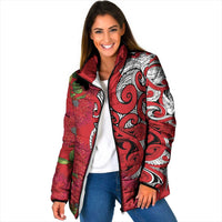 Personalised New Zealand Koru Pohutukawa Padded Jacket Meri Kirihimete Aroha for Christmas - Polynesian Pride