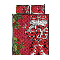 Personalised New Zealand Koru Pohutukawa Quilt Bed Set Meri Kirihimete Aroha for Christmas - Polynesian Pride