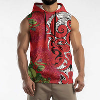 Personalised New Zealand Koru Pohutukawa Sleeveless Hoodie Meri Kirihimete Aroha for Christmas - Polynesian Pride