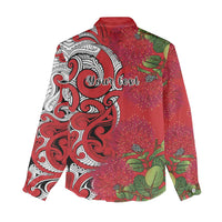 Personalised New Zealand Koru Pohutukawa Women Casual Shirt Meri Kirihimete Aroha for Christmas - Polynesian Pride
