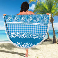 Hawaiian Hibiscus Honu Beach Blanket Blue Mele Kalikimaka Palaka Spirit - Polynesian Pride