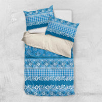 Hawaiian Hibiscus Honu Bedding Set Blue Mele Kalikimaka Palaka Spirit - Polynesian Pride