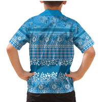 Hawaiian Hibiscus Honu Family Matching Mermaid Dress and Hawaiian Shirt Blue Mele Kalikimaka Palaka Spirit - Polynesian Pride