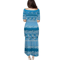 Hawaiian Hibiscus Honu Family Matching Puletasi and Hawaiian Shirt Blue Mele Kalikimaka Palaka Spirit - Polynesian Pride