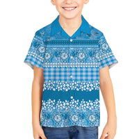 Hawaiian Hibiscus Honu Family Matching Summer Maxi Dress and Hawaiian Shirt Blue Mele Kalikimaka Palaka Spirit - Polynesian Pride