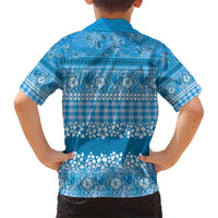 Hawaiian Hibiscus Honu Kid Hawaiian Shirt Blue Mele Kalikimaka Palaka Spirit LT9 - Polynesian Pride