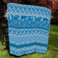 Hawaiian Hibiscus Honu Quilt Blue Mele Kalikimaka Palaka Spirit - Polynesian Pride