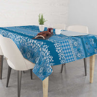 Hawaiian Hibiscus Honu Tablecloth Blue Mele Kalikimaka Palaka Spirit - Polynesian Pride