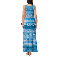Hawaiian Hibiscus Honu Tank Maxi Dress Blue Mele Kalikimaka Palaka Spirit - Polynesian Pride