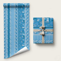 Hawaiian Hibiscus Honu Wrapping Paper Blue Mele Kalikimaka Palaka Spirit - Polynesian Pride