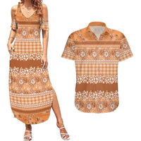 Hawaiian Hibiscus Honu Couples Matching Summer Maxi Dress and Hawaiian Shirt Gold Mele Kalikimaka Palaka Spirit - Polynesian Pride