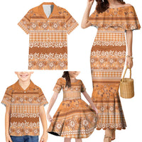Hawaiian Hibiscus Honu Family Matching Mermaid Dress and Hawaiian Shirt Gold Mele Kalikimaka Palaka Spirit - Polynesian Pride