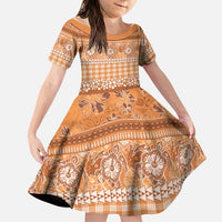 Hawaiian Hibiscus Honu Family Matching Off The Shoulder Long Sleeve Dress and Hawaiian Shirt Gold Mele Kalikimaka Palaka Spirit - Polynesian Pride