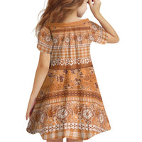 Hawaiian Hibiscus Honu Family Matching Off The Shoulder Long Sleeve Dress and Hawaiian Shirt Gold Mele Kalikimaka Palaka Spirit - Polynesian Pride