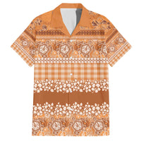 Hawaiian Hibiscus Honu Family Matching Off The Shoulder Long Sleeve Dress and Hawaiian Shirt Gold Mele Kalikimaka Palaka Spirit - Polynesian Pride