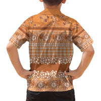 Hawaiian Hibiscus Honu Family Matching Off Shoulder Short Dress and Hawaiian Shirt Gold Mele Kalikimaka Palaka Spirit - Polynesian Pride