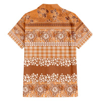 Hawaiian Hibiscus Honu Family Matching Off Shoulder Short Dress and Hawaiian Shirt Gold Mele Kalikimaka Palaka Spirit - Polynesian Pride
