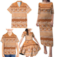 Hawaiian Hibiscus Honu Family Matching Puletasi and Hawaiian Shirt Gold Mele Kalikimaka Palaka Spirit - Polynesian Pride