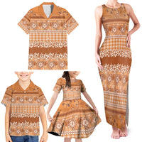 Hawaiian Hibiscus Honu Family Matching Tank Maxi Dress and Hawaiian Shirt Gold Mele Kalikimaka Palaka Spirit - Polynesian Pride