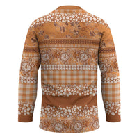 Hawaiian Hibiscus Honu Hockey Jersey Gold Mele Kalikimaka Palaka Spirit LT9 - Polynesian Pride