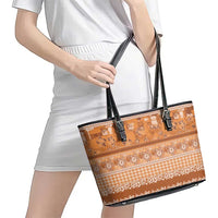 Hawaiian Hibiscus Honu Leather Tote Bag Gold Mele Kalikimaka Palaka Spirit - Polynesian Pride