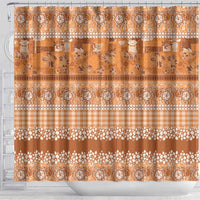 Hawaiian Hibiscus Honu Shower Curtain Gold Mele Kalikimaka Palaka Spirit - Polynesian Pride