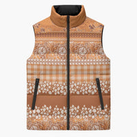 Hawaiian Hibiscus Honu Sleeveless Puffer Jacket Gold Mele Kalikimaka Palaka Spirit - Polynesian Pride