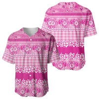 Hawaiian Hibiscus Honu Baseball Jersey Pink Mele Kalikimaka Palaka Spirit LT9 - Polynesian Pride