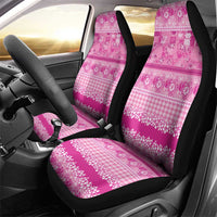 Hawaiian Hibiscus Honu Car Seat Cover Pink Mele Kalikimaka Palaka Spirit - Polynesian Pride