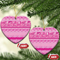 Hawaiian Hibiscus Honu Ceramic Ornament Pink Mele Kalikimaka Palaka Spirit - Polynesian Pride