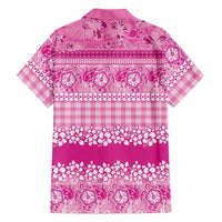 Hawaiian Hibiscus Honu Family Matching Long Sleeve Bodycon Dress and Hawaiian Shirt Pink Mele Kalikimaka Palaka Spirit - Polynesian Pride