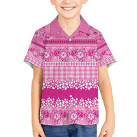 Hawaiian Hibiscus Honu Family Matching Long Sleeve Bodycon Dress and Hawaiian Shirt Pink Mele Kalikimaka Palaka Spirit - Polynesian Pride