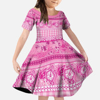 Hawaiian Hibiscus Honu Family Matching Off Shoulder Maxi Dress and Hawaiian Shirt Pink Mele Kalikimaka Palaka Spirit - Polynesian Pride