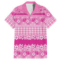 Hawaiian Hibiscus Honu Family Matching Off Shoulder Maxi Dress and Hawaiian Shirt Pink Mele Kalikimaka Palaka Spirit - Polynesian Pride