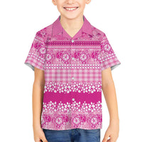 Hawaiian Hibiscus Honu Family Matching Off Shoulder Maxi Dress and Hawaiian Shirt Pink Mele Kalikimaka Palaka Spirit - Polynesian Pride