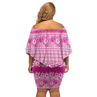 Hawaiian Hibiscus Honu Family Matching Off Shoulder Short Dress and Hawaiian Shirt Pink Mele Kalikimaka Palaka Spirit - Polynesian Pride