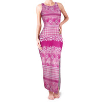 Hawaiian Hibiscus Honu Family Matching Tank Maxi Dress and Hawaiian Shirt Pink Mele Kalikimaka Palaka Spirit - Polynesian Pride