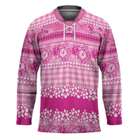 Hawaiian Hibiscus Honu Hockey Jersey Pink Mele Kalikimaka Palaka Spirit LT9 Unisex Pink - Polynesian Pride