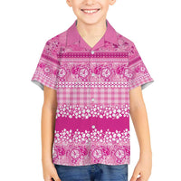 Hawaiian Hibiscus Honu Kid Hawaiian Shirt Pink Mele Kalikimaka Palaka Spirit - Polynesian Pride